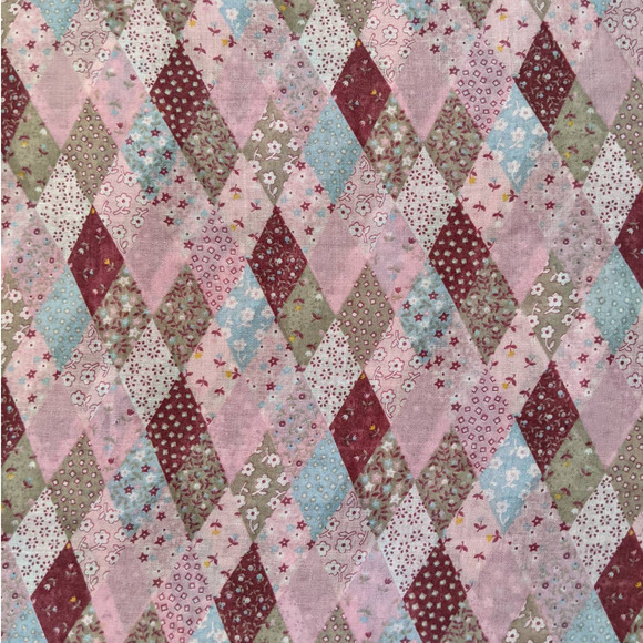Vintage Pink Calico Cheater Cloth Style Fabric, Floral Patchwork Fabric 44" BTY - Picture 1 of 6